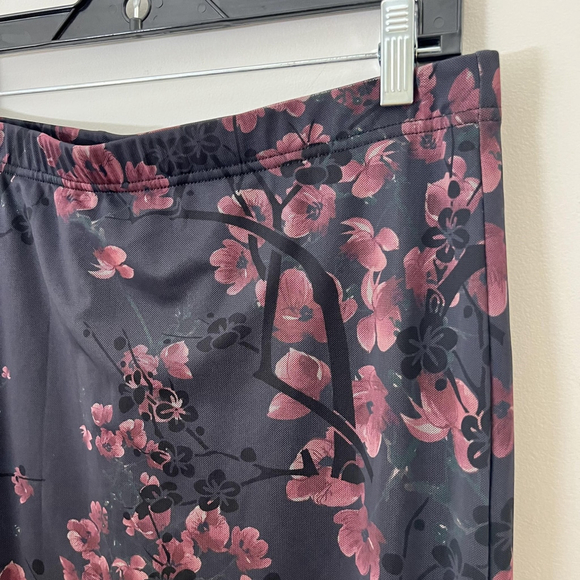 Womens Midi Skirt XL Black Pink Floral Mesh Whimsigoth Dark Fairy Grunge Boho - Picture 3 of 7